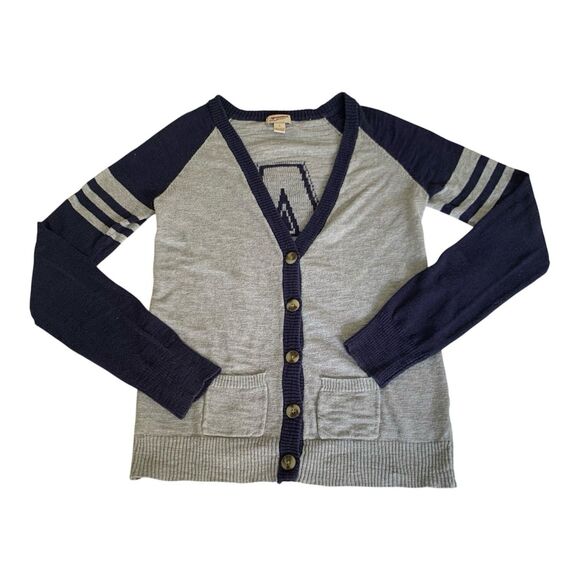 Arizona Cardigan Sweater Women S Gray Navy Varsity Monogram Letter A Academic - Picture 2 of 5